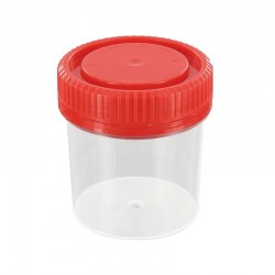 FLACON 150ML PP STERILE AVEC SURFACE D'ECRITURE AVEC CAP ROUGE x 250