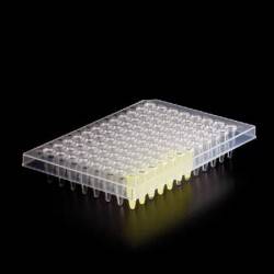 PLAQUE MICROTUBES PCR 96 PUITS 0.2ML PP AVEC SEMI JUPE NATUREL x 10