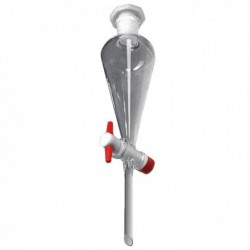 AMPOULE A DECANTER CONIQUE 500ML 29/32 ROBINET PTFE AVEC BOUCHON