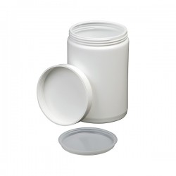 FLACON 1000ML HDPE COL LARGE OPAQUE AVEC BOUCHON ET OBTURATEUR x 5