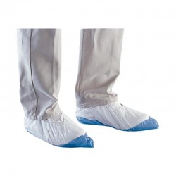 SUR-CHAUSSURE JETABLE BLANC SEMELLE BLEUE RENFORCEE x 100